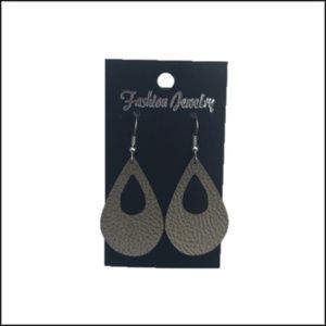 Handmade Champagne Faux Leather Earrings